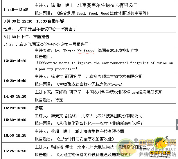 2016北京论坛——中国畜牧饲料科技未来20年 日程安排