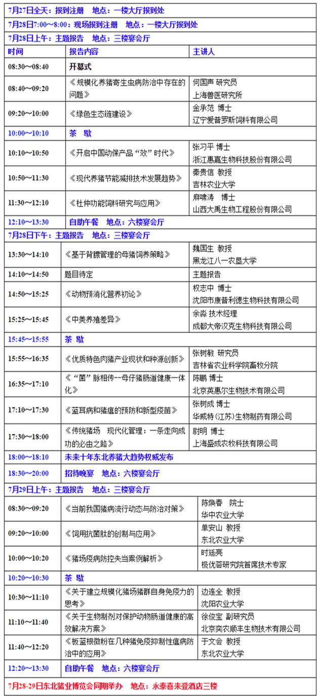 第二届(2017)东北养猪论坛暨东北猪业博览会日程安排(最终通知)
